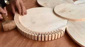 A Craftsman's Skillful Woodworking Hands Create A Wonderful Work // DIY Art Flower Table