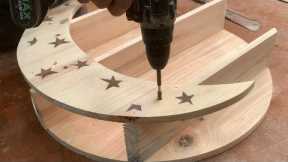 Useful Wall Decoration Ideas // How To Make A Rustic Wooden Shelf In The Shape Of A Moon