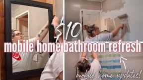 MOBILE HOME UPDATES ON A BUDGET | $10 single wide bathroom refresh | SPEND THE DAY WITH ME!
