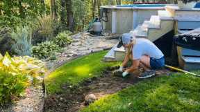 Digging Sod, Adding More Pool Landscaping, Rock & Stepping Stone Path, Planting Niagara Falls Grass
