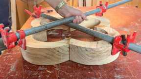 Incredible Woodworking Projects From Solid Wood // Make A Dining Table With Unique Curved Table Legs