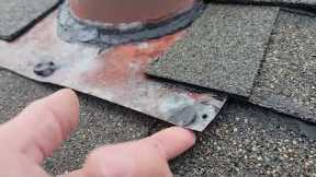 Roof leak at B vent pipe flashing - Bad roof install