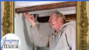 17th Century Beams REVEALED! French CHATEAU Bathroom RENOVATION - Journey to the Château, Ep. 177