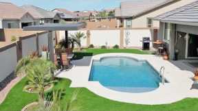 Artificial Turf and Pavers Installed around swimming Pool