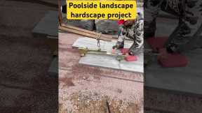 Installing pavers around a pool 🧱#landscaping #hardscaping #hardscapetraining