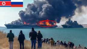 6 MINUTES AGO! North Korean aircraft carrier carrying 50 MIG 29s to Russia was sunk by US F35 jets
