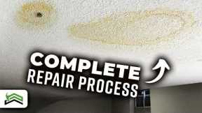How To Stop A Water Leak And Fix A Water Damaged Drywall Ceiling