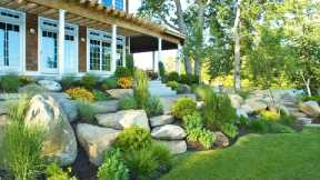 NATURAL! RIVER ROCK GARDEN DESIGN IDEAS | AMAZING CREEK ROCKS FOR LOW MAINTENANCE GARDEN LANDSCAPE