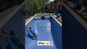Pool Liner Installation for Backyard Summer Renovation #construction #backyardrenovation