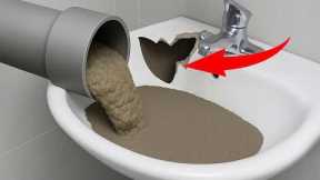 Crazy invention of ​​a 60 year old plumber! Free houses repair tips using cement/PVC Pipe